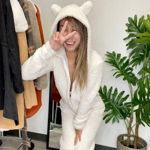 Small Fashion nova white fur bunny onesie